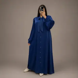 Robe Longue Nawaim avec Col à Nœud