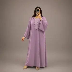 Caftan Marocain crépe rosa avec Broderie Florale