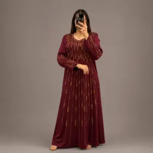 Caftan Perlé avec Strass Dorés