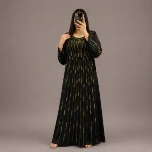 Caftan Perlé avec Strass Dorés
