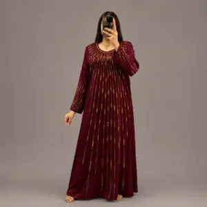 Caftan Perlé avec Strass Dorés