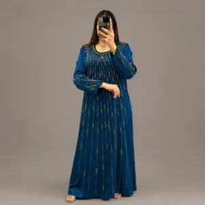 Caftan Perlé avec Strass Dorés