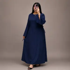 Robe Longue Plissée avec Laçage Latéral
