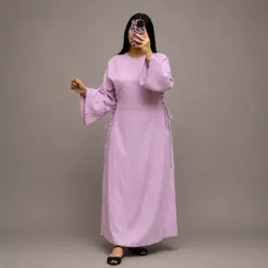 Robe Longue Plissée avec Laçage Latéral