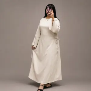 Robe Longue Plissée avec Laçage Latéral