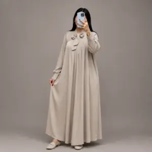 Robe Longue zoom avec Col à Nœud Froncé